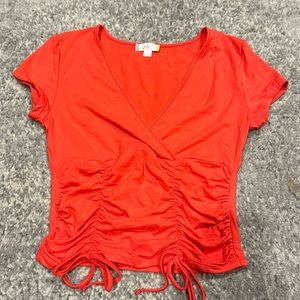 light red crop top